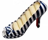 411AkCPtHJL. SL160  Nautical Navy and White Striped High Heel Ring Stand  Gucci Inspired with Red Detail Reviews