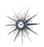 Silver Starburst Wall Clock Retro Eames Danish Modern - 23.5x23.5x2.25