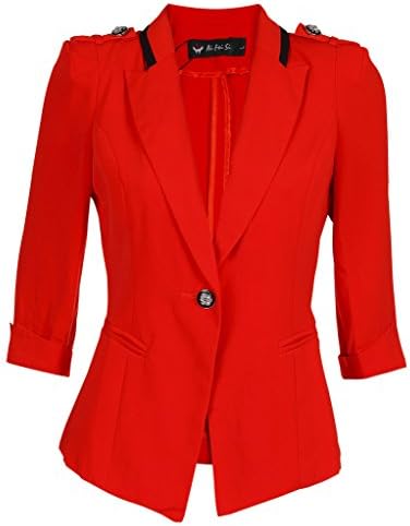 Wantdo Women's Casual Work Office Tailored One Button Boyfriend Blazer