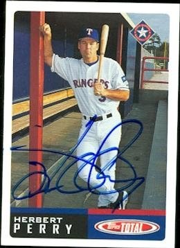 Herbert Perry Autographed/Hand Signed MLB Baseball Card (Texas Rangers) 2002 Topps Total #655