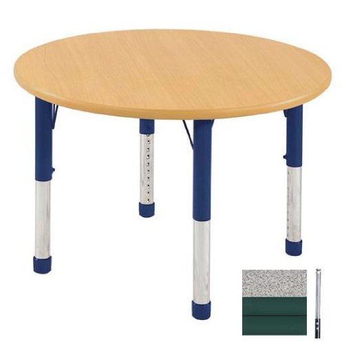 Early Childhood Resource ELR-14114-GGN-SB 36 in. Gray Round Adjustable Activity Table with Maple Edge and Green Standard Leg Ball Glides