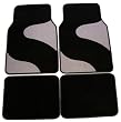 Front & Rear Car Truck SUV Floor Mats -Grey Diamond Plate Swish Curve & Black Carpet