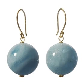 14k Yellow Gold 14mm Aquamarine Earrings by Amazon.com Collection