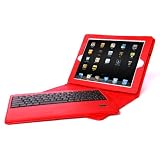 Poetic KeyBook Bluetooth Keyboard and Leather Book Style Case for iPad 3 / iPad 2/ iPad 1 RED- Support iPad 3 Auto Wake/Sleep Function