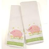Review CentralChef  / Daisy Farm Pig Embroidered Hand Towel - Set of 4