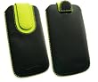 Emartbuy � Nero / Verde Premium Cuoio Slide Custodia / Case / Custodia / Supporto (Formato 4Xl) Con Pull Tab Adatto Per Sony Xperia Z