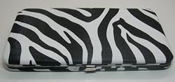 ZEBRA PRINT HARD CASE FLAT OPERA WALLET CLUTCH PURSE BY DESIGNSK