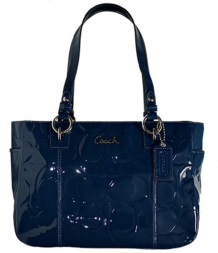 Coach Embossed Patent Leather Gallery East West Tote Bag Handbag 17727 Cobalt