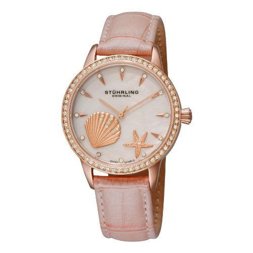 Stuhrling Original Women's 521.1145A9 Verona La Playa Swiss Quartz Mother of Pearl Pink Watch