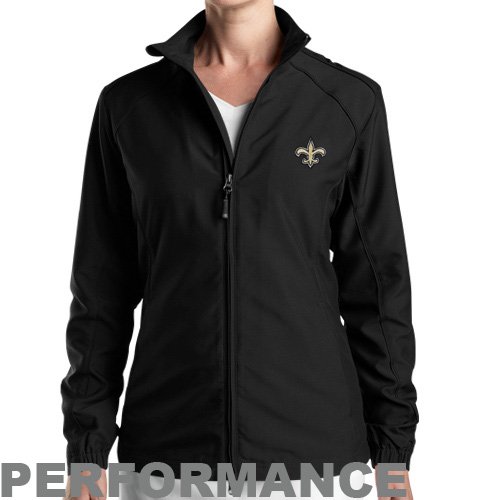 Cutter & Buck New Orleans Saints Ladies Black Full Zip Performance Windshirt (Small)