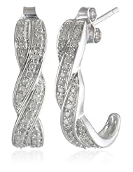 Sterling Silver J-Shape Diamond Hoop Earrings (1/2cttw, I-J Color, I2-I3 Clarity)