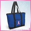 Pink Ribbon Tote Bag Blue Breast Cancer Awareness - For Travel or Beach Best Unique Gift Ideas for Her, Women, or Ladies
