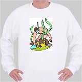 Sweatshirt with aquatic, ocean, diver, creature, sea, crab, crustacean, snorkel, floor, scuba Small White