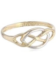 14k Yellow and White Two-Tone Gold Ring, Size 7