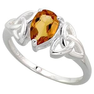 Buy Sterling Silver Celtic Ring, w  Pear Cut Natural Citrine Stones, 5 16 (8mm) wide by Sabrina Silver