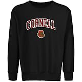 NCAA Cornell Big Red Youth Black Logo Arch Applique Crew Neck Fleece Sweatshirt