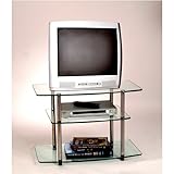 Classic Glass TV Stand (Clear Glass / Silver) (21.88"H x 31.5"W x 17.75"D)