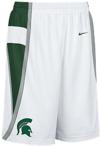 Michigan State Spartans 09 White NCAA Screen Printed Replica Basketball Shorts By Nike Team Sports
