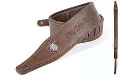 Dark Brown 'Embossed Series' Leather Guitar Strap for Electric/Acoustic/Bass Guitar