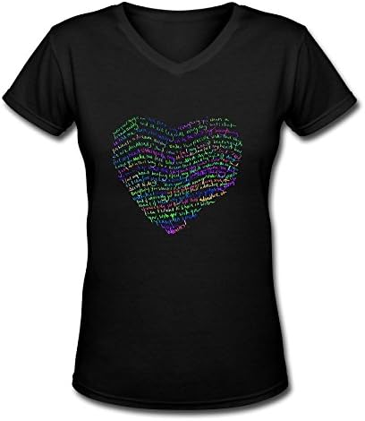 FBIRD A Heart With Word Women's V Neck T Black S