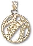 Texas Rangers 10K Gold ''TEXAS RANGERS'' Pierced Baseball Pendant