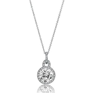 Sterling Silver Pendant Cubic Zirconia CZ Accent Lock Sh