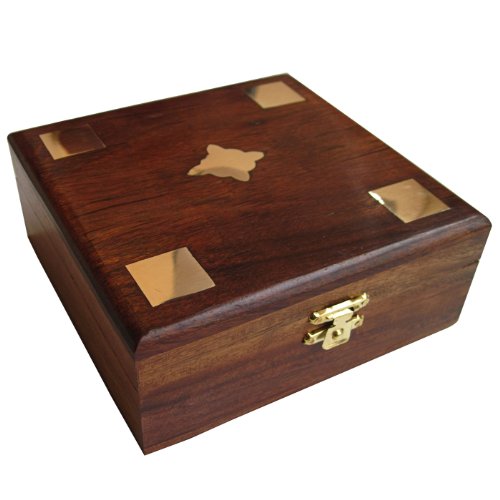 Girls Jewelry Boxes Brass Inlay Handmade Black Wood Chest