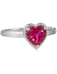 Sterling Silver Gemstone Heart Ring, Size 7