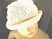 Ht25, White Gimp Floppy Hat with Daisies All Over for Easter