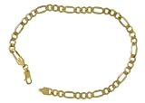 14K Yellow Gold Italian Figaro Chain, 3.5mm, 8 inch