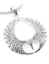 Winged Sterling Silver Spread Open Phoenix Wing Pendant