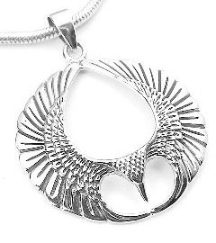 Winged Sterling Silver Spread Open Phoenix Wing Pendant