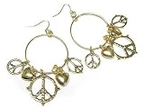 Gold Tone Peace Heart Charm Earrings Fashion Jewelry