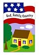 God, Family, Country Garden Size Applique Flag