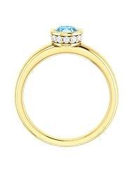 10K Yellow Gold 7.00x5.00mm Oval Cut Aquamarine and Diamond Ring -- LIFETIME WARRANTY