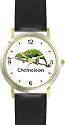 Chameleon Animal - WATCHBUDDY® DELUXE TWO-TONE THEME WATCH - Arabic Numbers - Black Leather Strap-Children's Size-Small ( Boy's Size & Girl's Size )