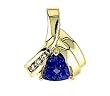 14K Yellow Gold Tanzanite and Diamond Pendant
