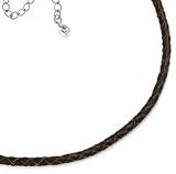 Sterling Silver Braided Leather Cord Necklace, 14"-18"