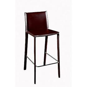 Set of 2 Crawford Brown Leather Bar Stools by visiondecor Furniture