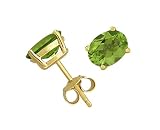 Gold Overlay Sterling Silver 8x6mm Oval Peridot Earrings
