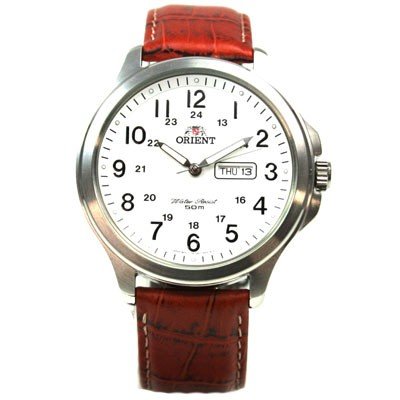 ORIENT Dress elegante Herrenuhr Day-Date Quarz Lederband FUG17002W3