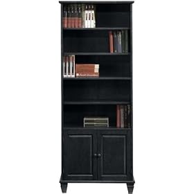 Chesterfield Bookcase With Wood door Cabinet, 5-SHELF 30W, BLACK by Home Decorators Collection