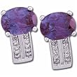 14K White Gold Oval Shape Created Alexandrite Diamond Earrings