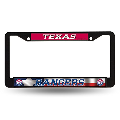 Texas Rangers Official MLB 12 inch x 6 inch Black License Plate Frame by Rico Industries