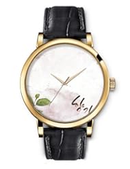 SPRAWL Aanalog Fashion Series Gold Ladies Watches of Genuine Black Leather Strap,Unique Wrist Watch for Women Girls Designed with White background with leaves