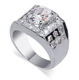 Mens .925 Sterling Silver Cubic Zirconia Band Rhodium Ring