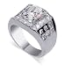 Mens .925 Sterling Silver Cubic Zirconia Band Rhodium Ring