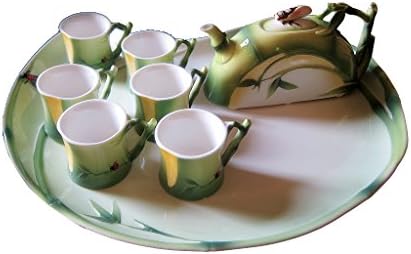 Exclusive design procelain Chinese handcrafted teacups set with theme (Zhi Zhu Chang Le(Bamboo))