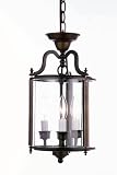 Checkolite 10915-95 Three-Light Pendant, Aged Bronze with Clear Glass