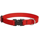 LupinePet 3/4-Inch Red 9-14-Inch Adjustable Dog Collar for Small to Medium Dogs